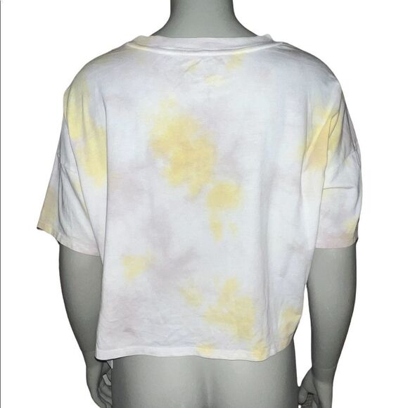 Calvin Klein Women's Daffodil Yellow Tie Dye Cropped T-Shirt Medium NWT - Picture 3 of 8